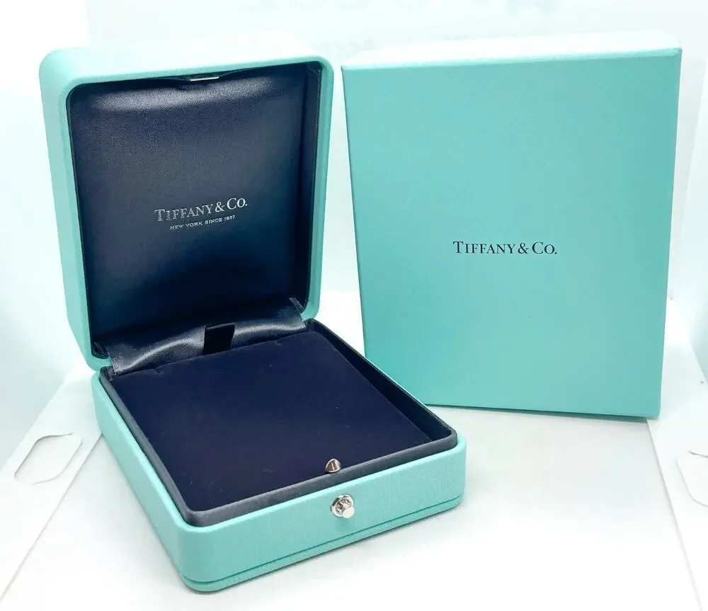 Tiffany & Co. Blue Leather Necklace Holder Box Case 4